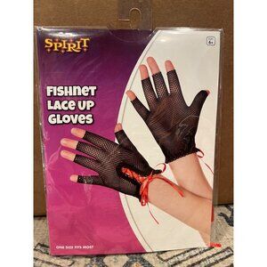 Spirit Halloween Fishnet Lace-Up Gloves OS Dress Up Costumes‎ Sexy BRAND NEW